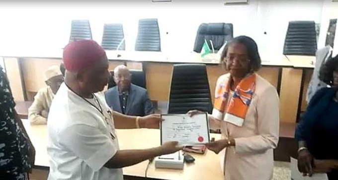  INEC issues Imo state governor-elect, Hope Uzodinma, his Certificate of Return (photos)
