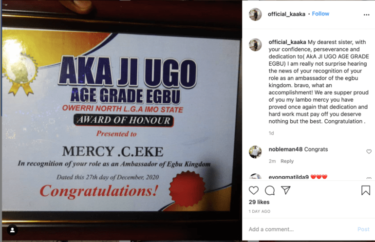Mercy Eke ’s Village Age Mates Makes Her An Ambassador