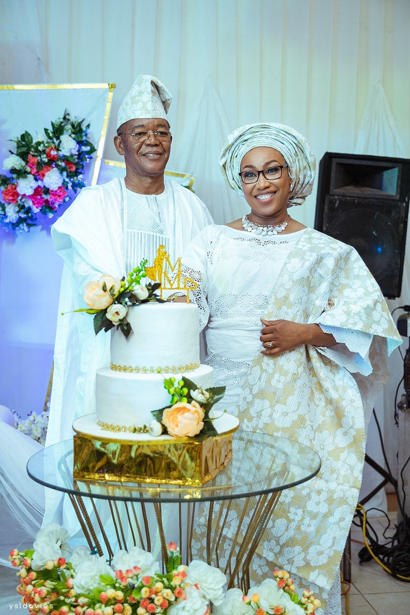 Nigerian divorcee who is in her 50s gets hitched to the love of her life, a widower in his sixties (photos/video)