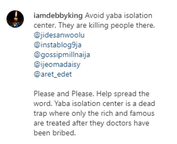 They Are Killing People At Yaba Isolation Centre to increase the number of deaths – Actress Debby Alleges (video)