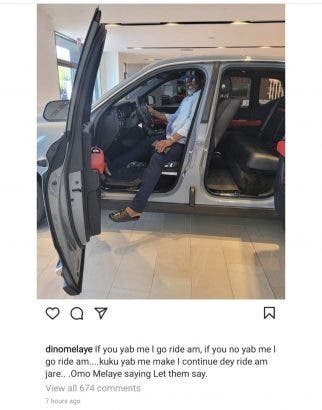 Bursted : Automobile company Drags Dino Maleye Over Unpaid unpaid debt after  he flaunted his new Rolls Royce- PHOTO