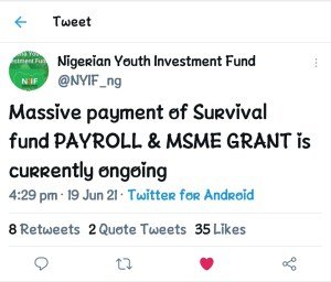 Breaking: FG Begins Massive Payment Of Survival Fund Payroll & MSME Grant