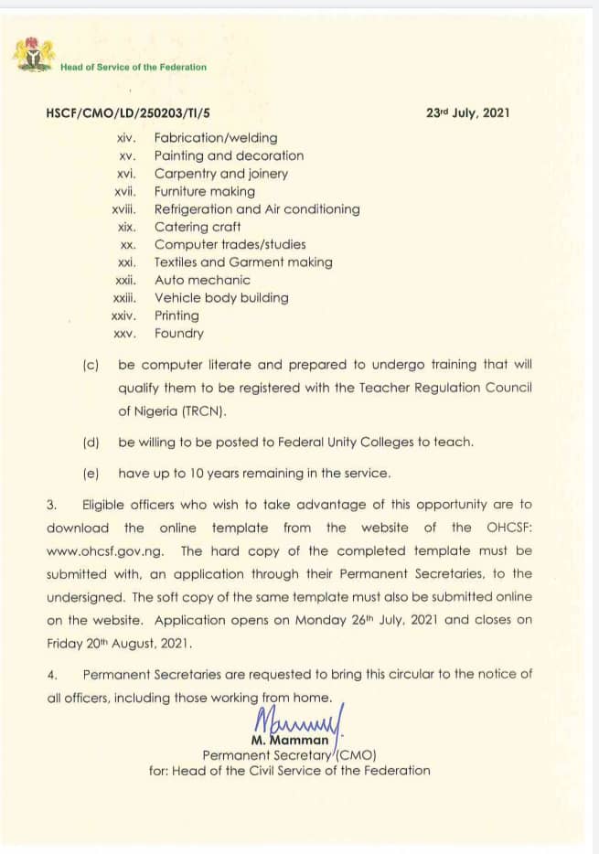 Massive Teachers Recruitment at Federal Ministry of Education
