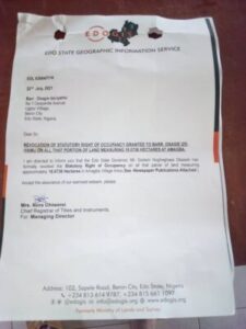 Breaking; Obaseki Writes Ize-Iyamu, Formally Revokes Right Of Occupancy On Property (See Letter)