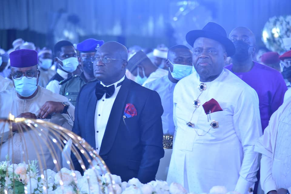 Patience and Goodluck Jonathan, Ahmed Lawan, Gov Diri, Dino Melaye, others at wedding reception of Gov. Mohammed