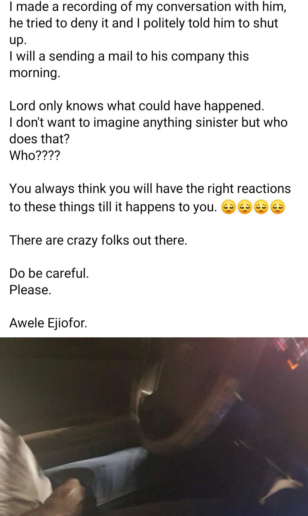 Businesswoman calls out cab driver who was allegedly masturbating while driving her to her destination