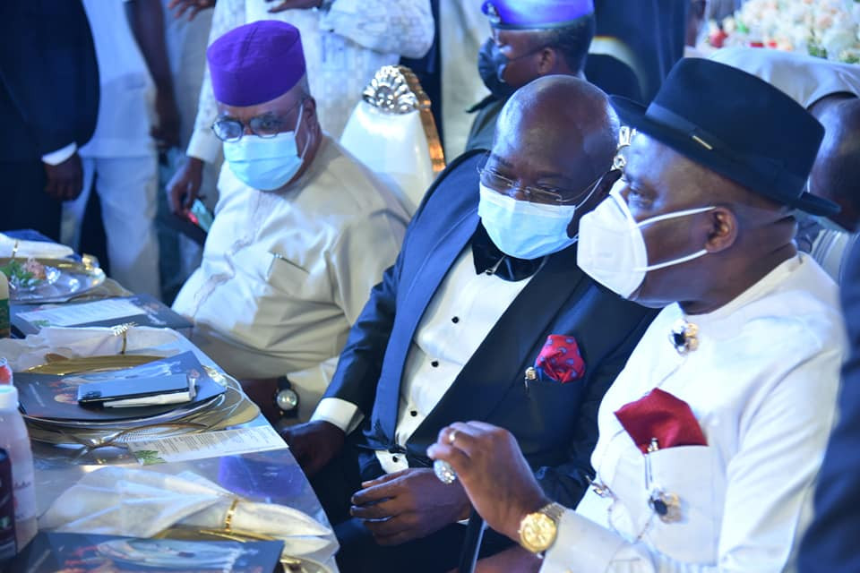 Patience and Goodluck Jonathan, Ahmed Lawan, Gov Diri, Dino Melaye, others at wedding reception of Gov. Mohammed