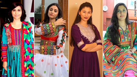 Afghan Women all over the world start online trend posing in beautiful Traditional clothes to protest against Taliban