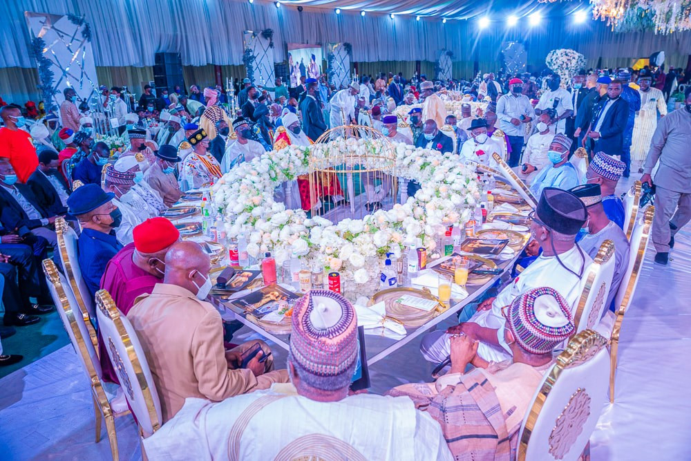 Patience and Goodluck Jonathan, Ahmed Lawan, Gov Diri, Dino Melaye, others at wedding reception of Gov. Mohammed