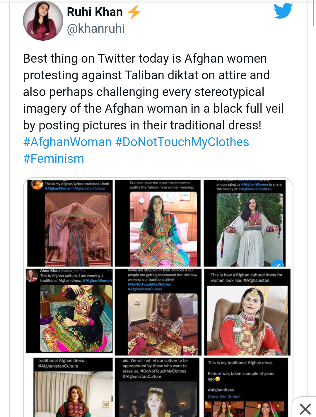 Afghan Women all over the world start online trend posing in beautiful Traditional clothes to protest against Taliban