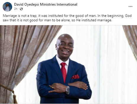 Marriage is not a trap - Oyedepo says
