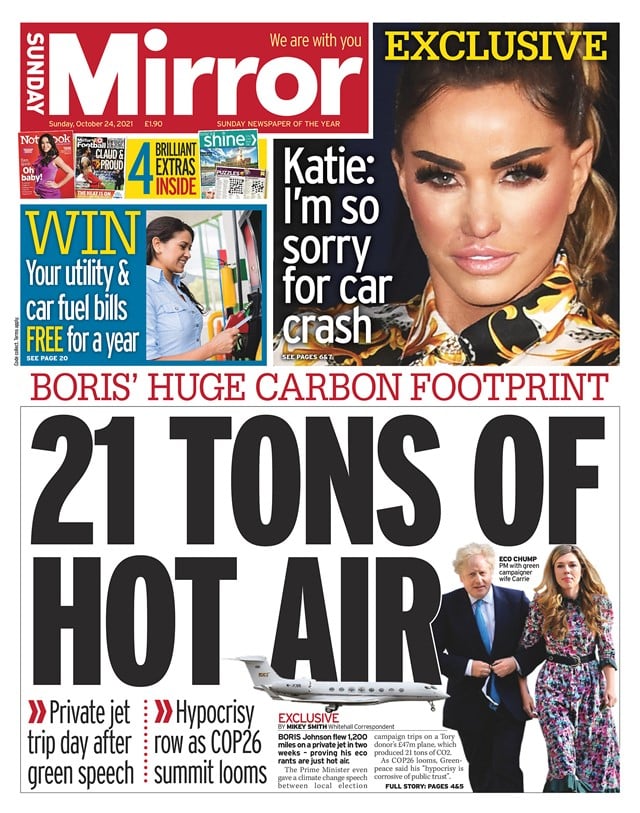 UK Daily Newspapers Front Pages Review Today, Sunday, 24 October 2021