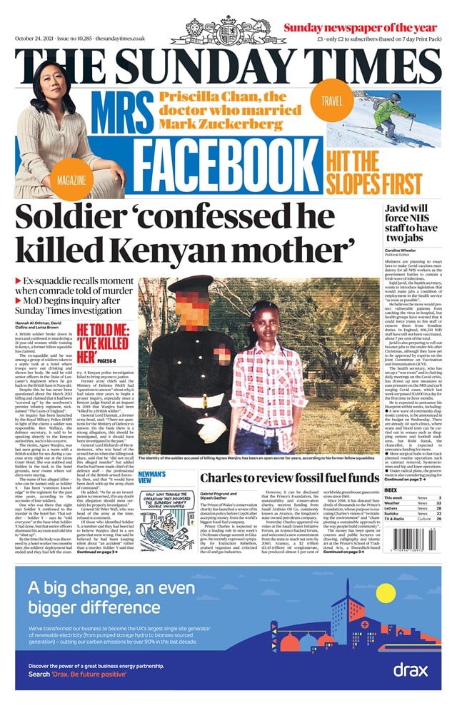 UK Daily Newspapers Front Pages Review Today, Sunday, 24 October 2021
