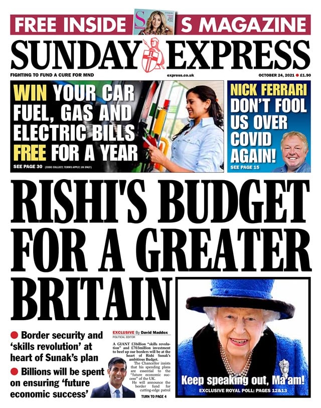 UK Daily Newspapers Front Pages Review Today, Sunday, 24 October 2021