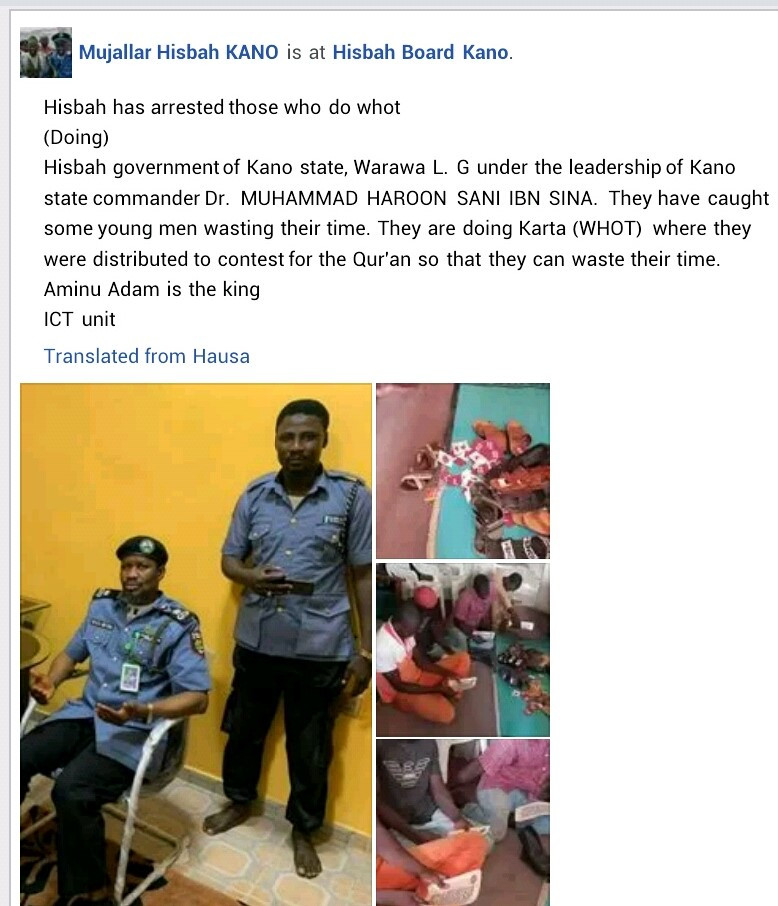 Kano Hisbah arrests young men for playing Whot card game 