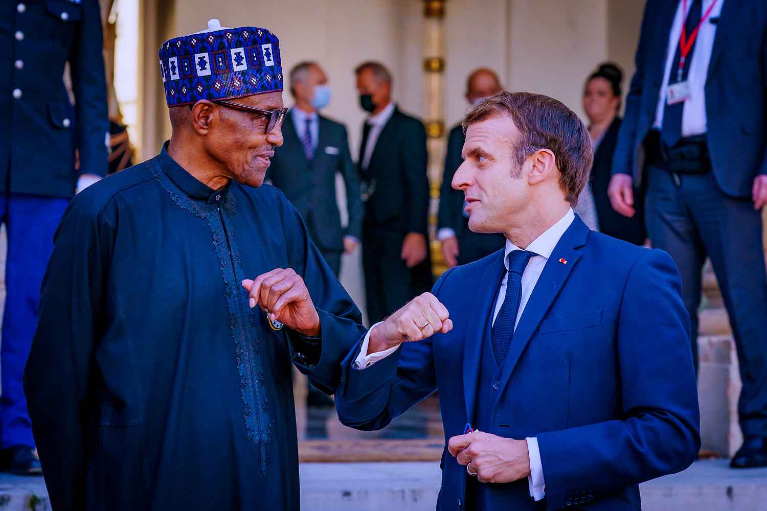 President Buhari meets with French president, Emmanuel Macron, in France (photos)