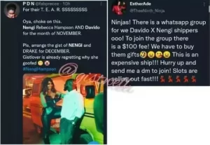 Nigerians Drag Nengi for allegedly dating Davido