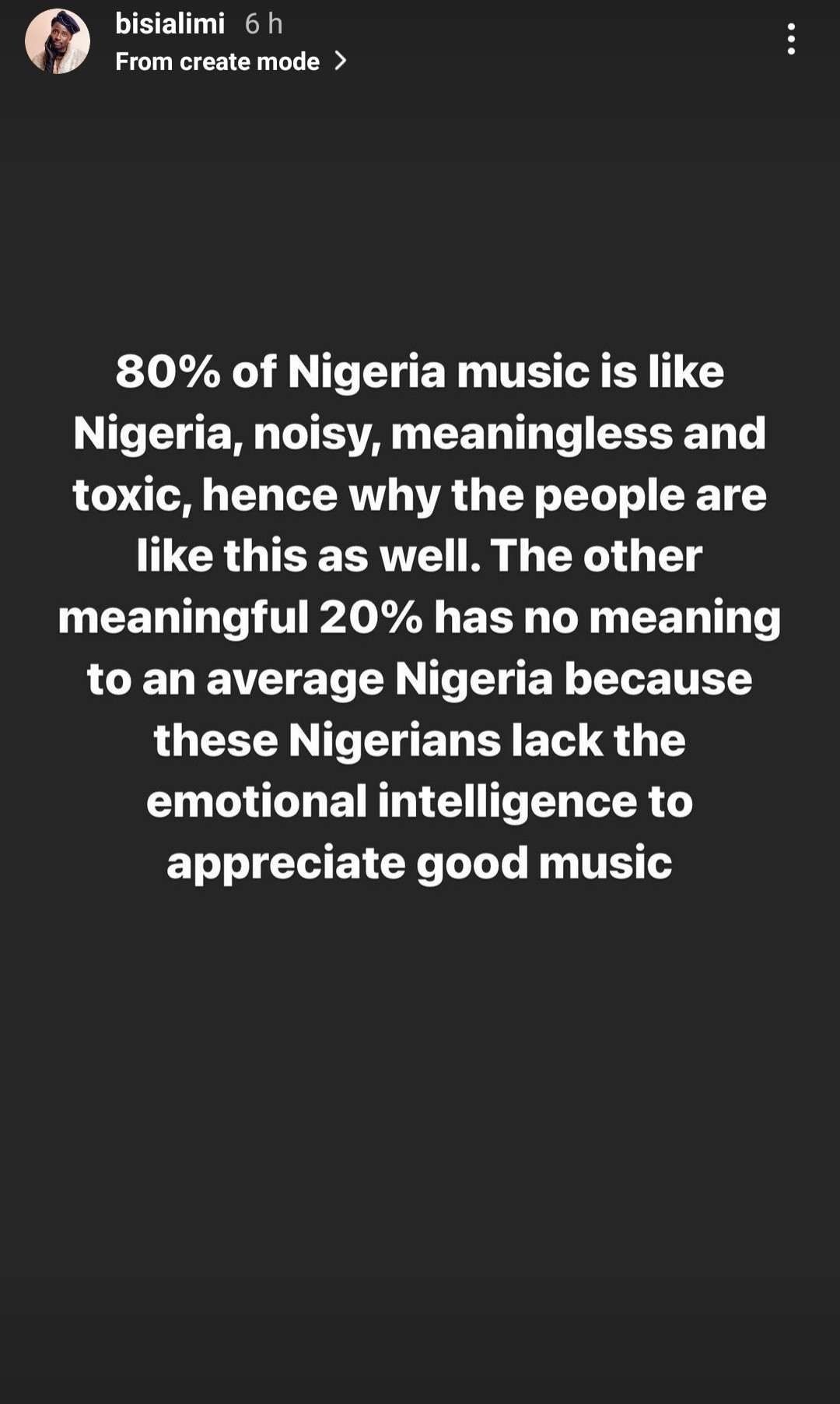80% of Nigerian music are noisy, meaningless and toxic - Bisi Alimi