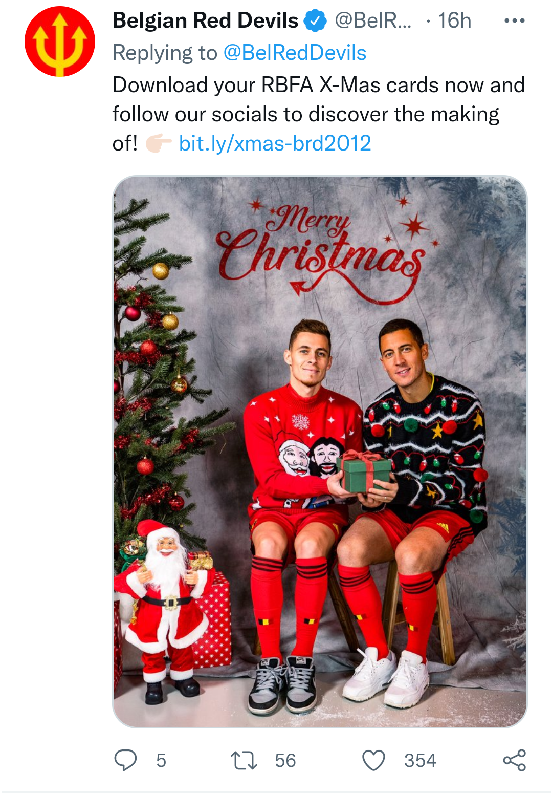 Belgium football team release hilarious Christmas photos 