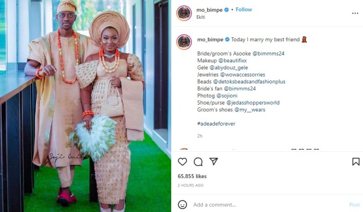 Photos And Video From Mo Bimpe And Lateef Adedimeji’s Wedding