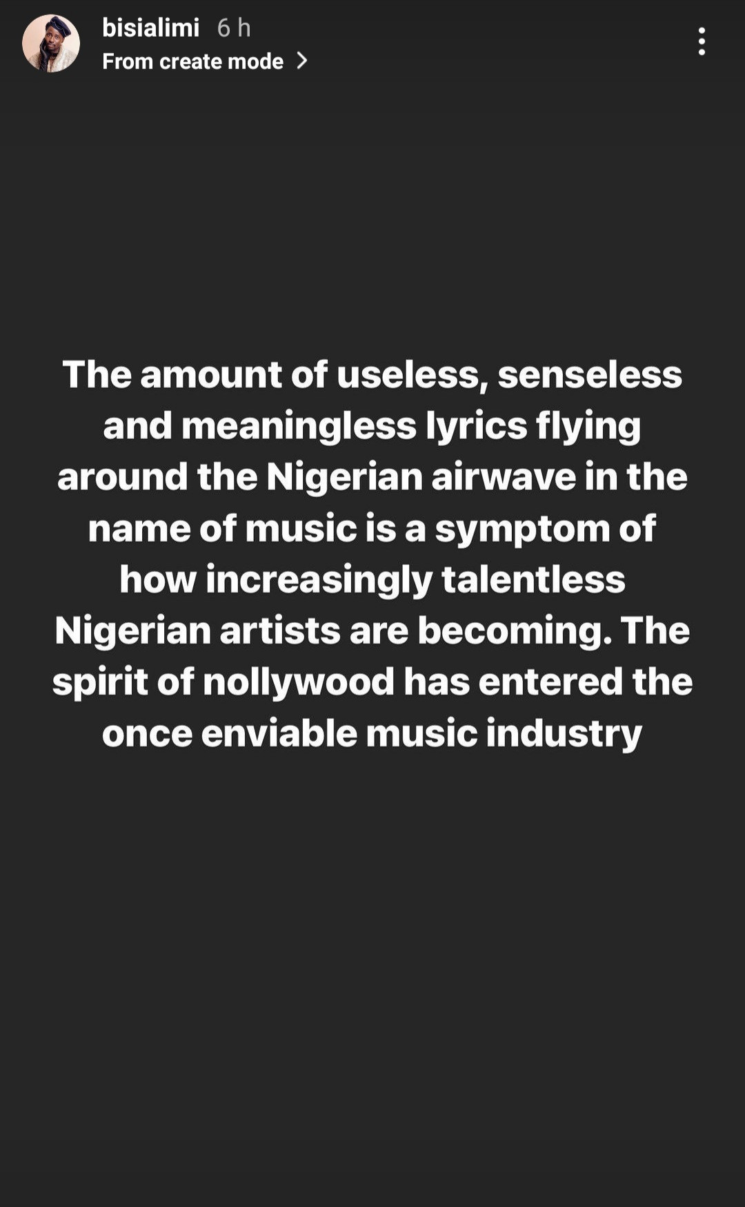 80% of Nigerian music are noisy, meaningless and toxic - Bisi Alimi