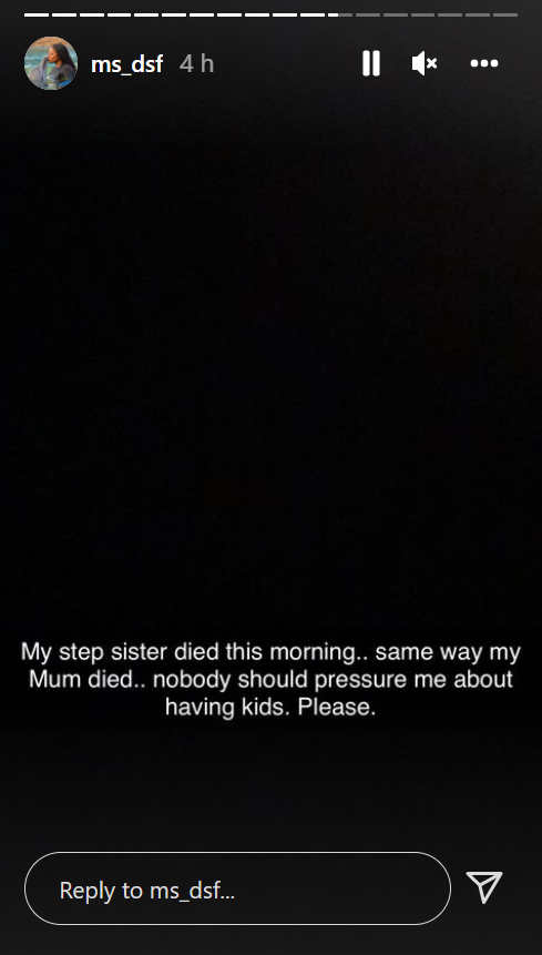 Nobody should pressure me about having kids - Actress Dorcas Shola-Fapson says after losing stepsister same way her mother died 