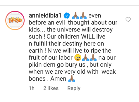 "Our kids will live and fulfil their destiny on earth " - Annie Idibia Idibia says as Sumbo Adeoye urges people to pray for their children 