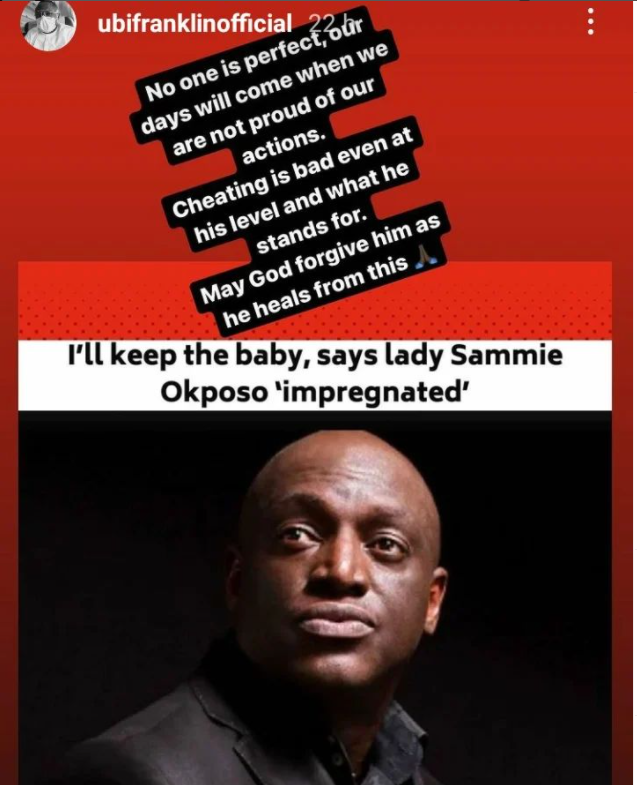 Cheating is bad even at his level and what he stands for - Ubi Franklin reacts to gospel singer, Sammie Okposo