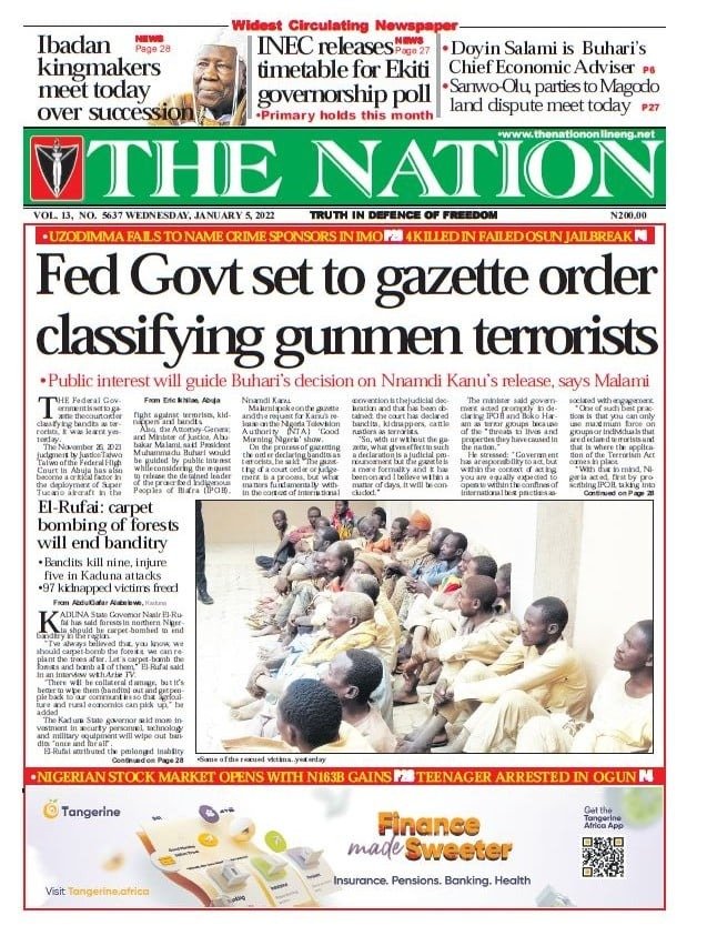 All Nigerian Newspapers Daily Front Pages For Today 5th January 2022