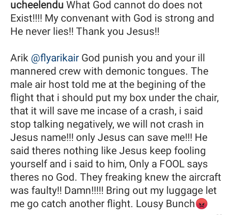 Nollywood actress, Uche Elendu escapes death as plane crash lands 