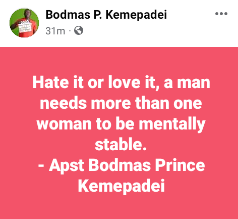 "A man needs more than one woman to be mentally stable" - Bayelsa Governor