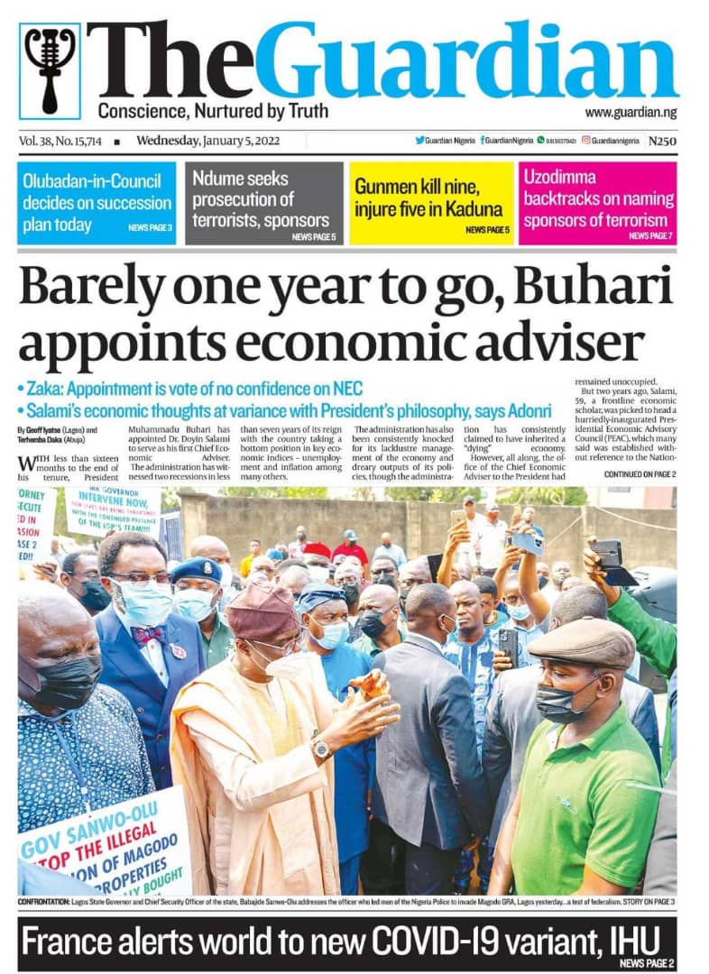 All Nigerian Newspapers Daily Front Pages For Today 5th January 2022
