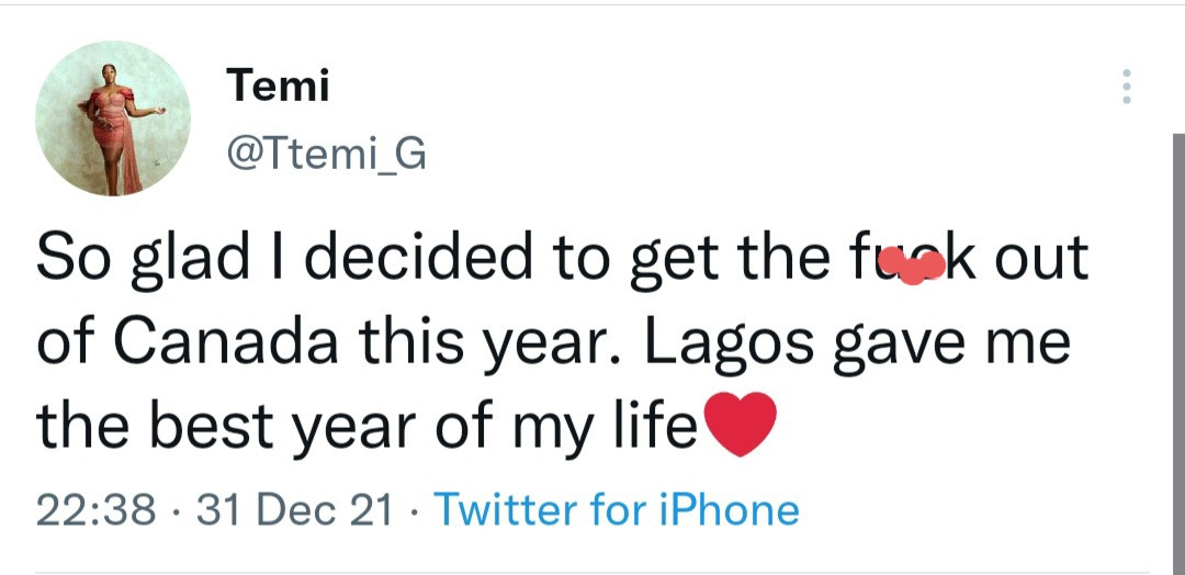 OAP, Temi, celebrates relocating to Lagos from Canada