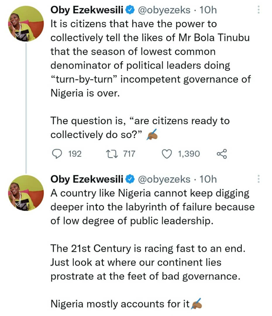 Money will fail in the 2023 elections. Mark my word- Oby Ezekwesili