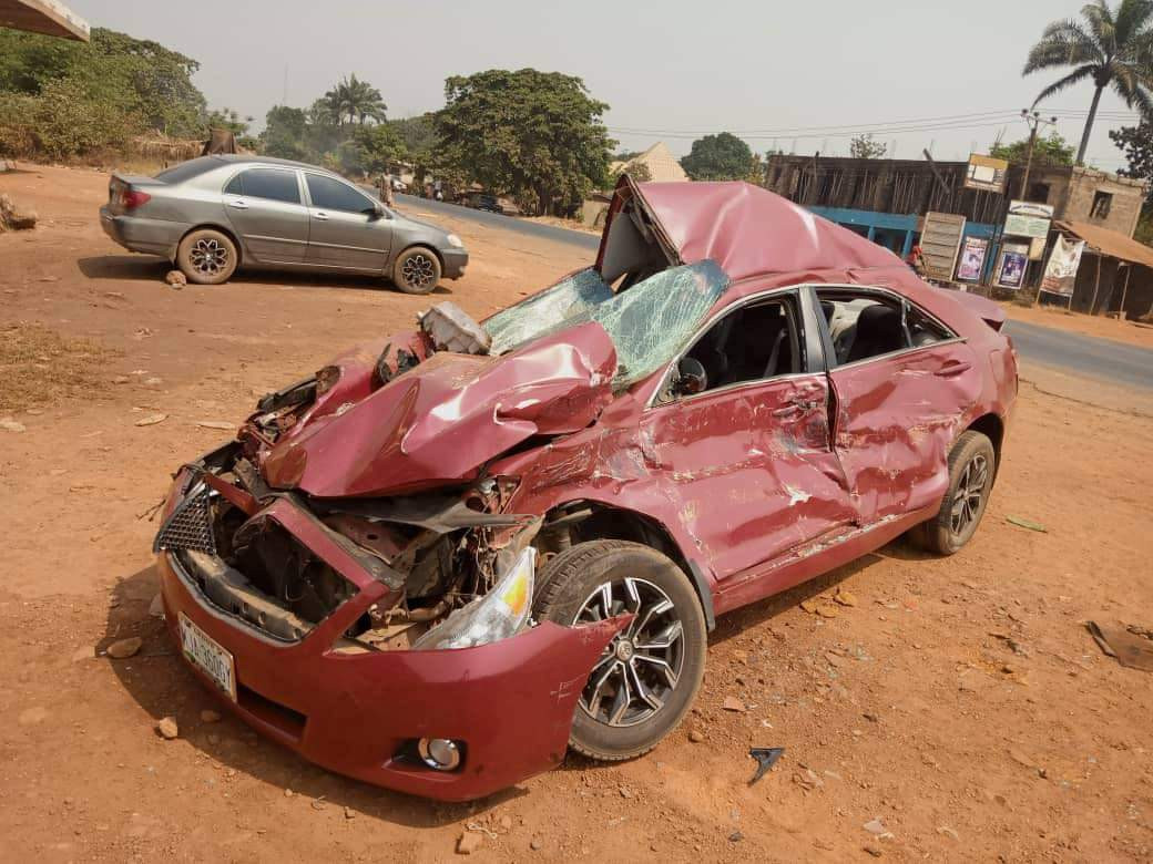 Three siblings emerge alive after a trailer crushed their car in Nsukka