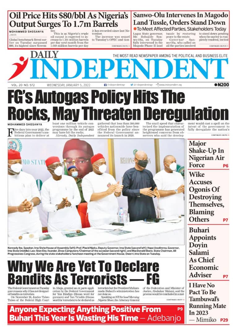 All Nigerian Newspapers Daily Front Pages For Today 5th January 2021