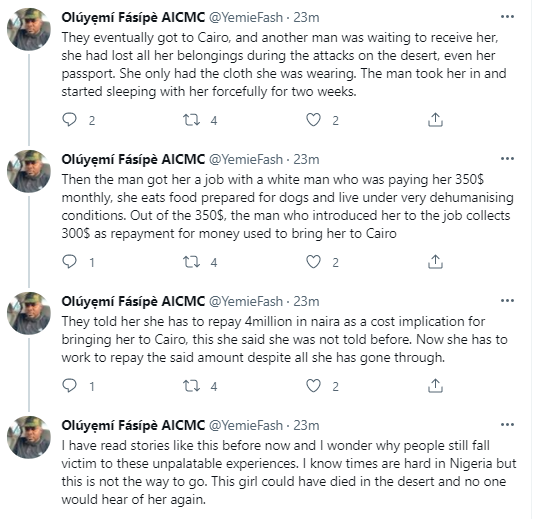 Raped severally by different until she lost her baby - Nigerian lady who was deceived by a man she met online to leave Nigeria for 