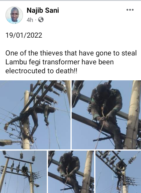 Suspected vandal electrocuted while stealing transformer cables in Kano (graphic photos)