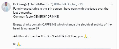 Nigerian doctor warns against excessive consumption of energy drinks