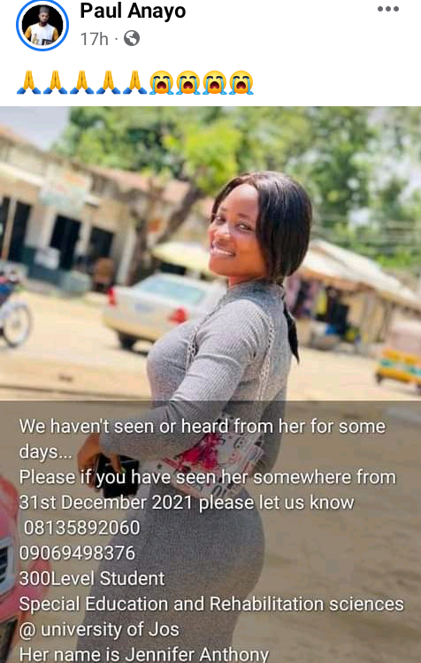 Missing UNIJOS student reportedly found dead in hotel 