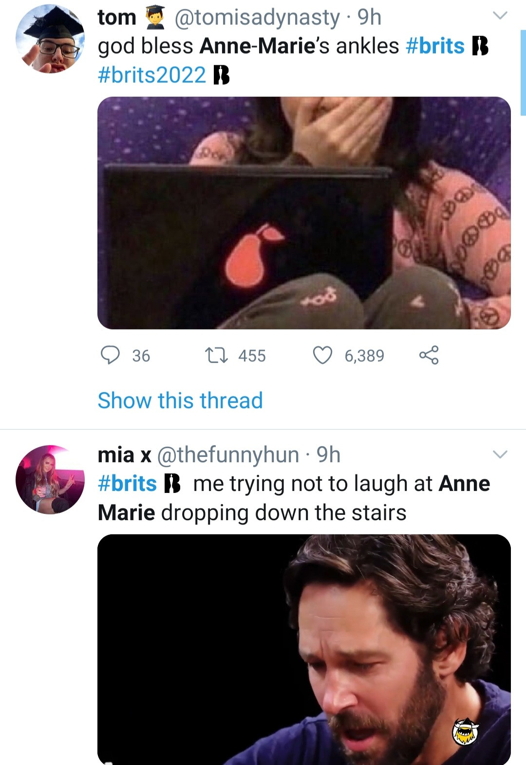 Singer Anne-Marie falls down stairs while performing at the BRITs Awards 2022