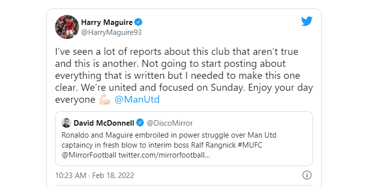 Manchester United captain, Harry Maguire denies rumours of 