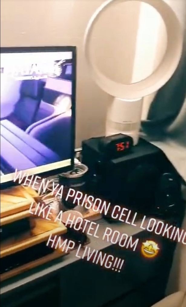 Prisoner shows off his lavish cell which has a flat screen TV and boasts it