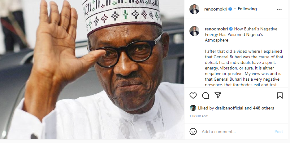 Reno Omokri tackles President Buhari in new IG post