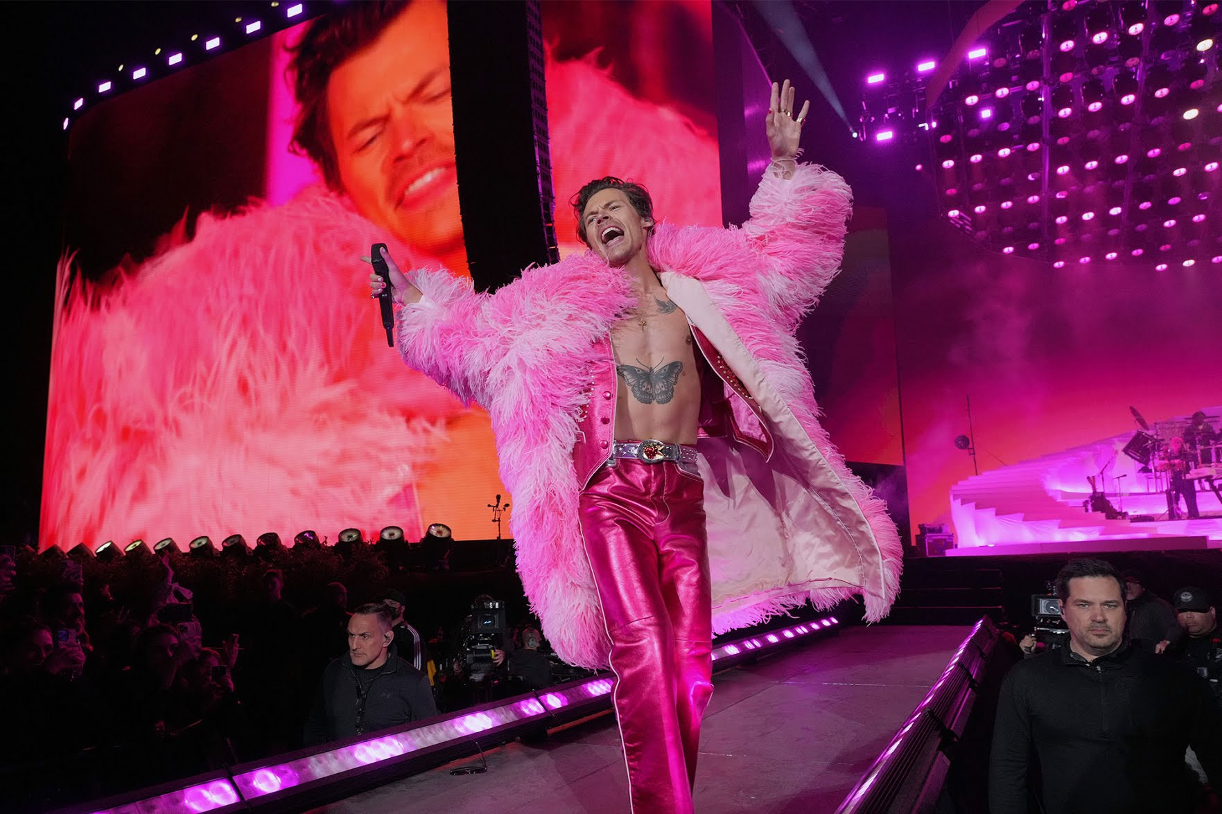 Horror moment Harry Styles fan falls from stadium balcony at concert (video)