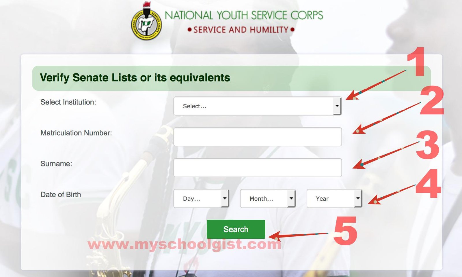 Check NYSC Senate List or its equivalents