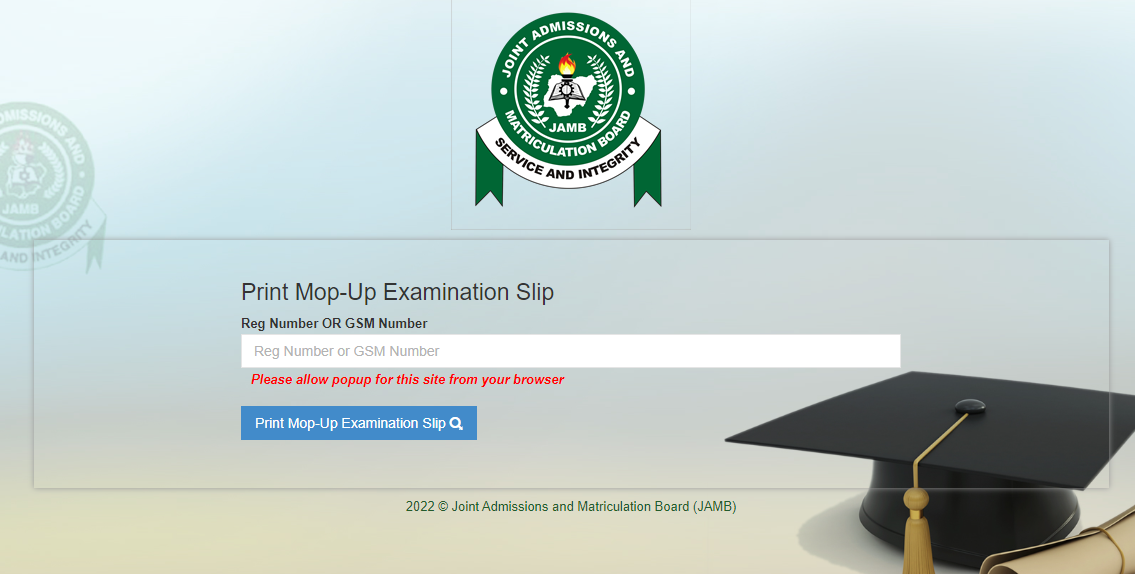 JAMB Mop Up Reprint 2022, See How to Print JAMB Mop-Up Exam Slip Now