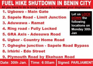 Residents of Benin City Set to Protest on the 30th January 2023 Over Fuel Hike 