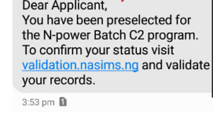 Good News: NASIMS Shortlist & Engages More Npower Batch C2  Beneficiaries