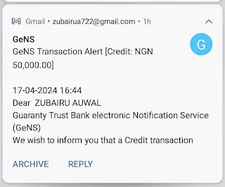 Have You Received Your FGN N50k Presidential Conditional Grant? See Alert Screenshots